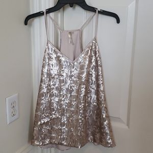 Mona B gold sequin racerback top